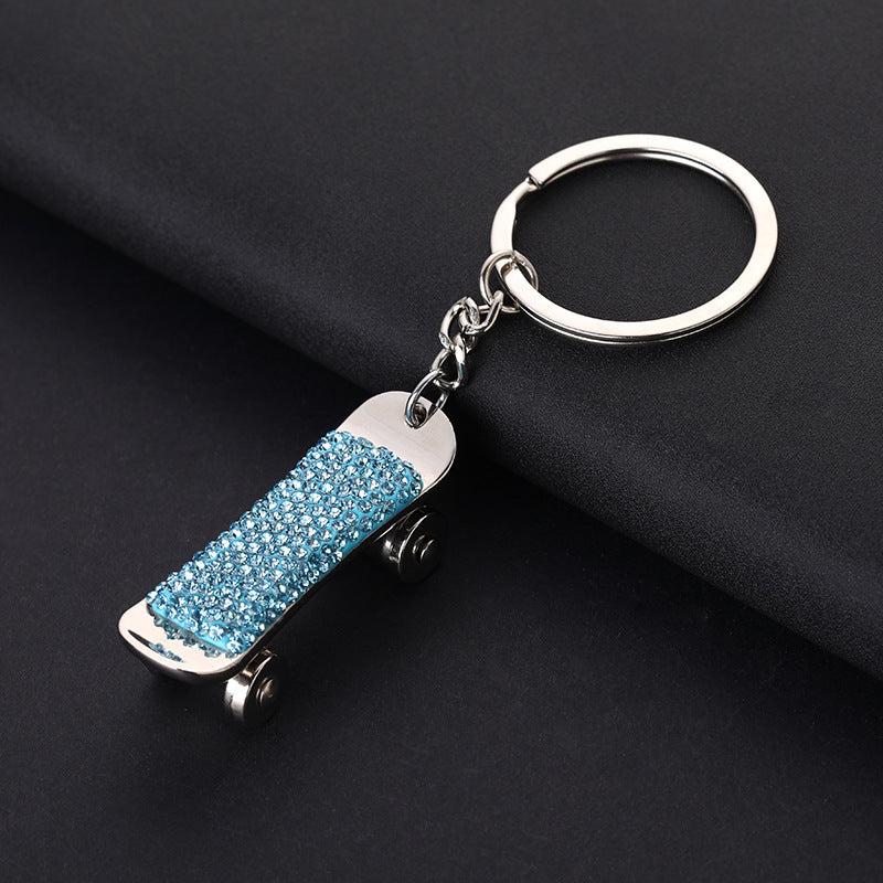 Wholesale Skateboard Style Diamond Car Metal Keychain